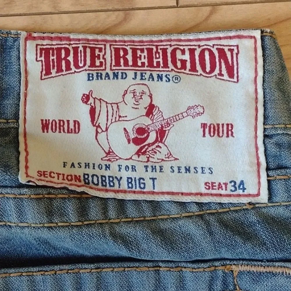 True Religion Blue Bobby Medium Wash Y2K Denim Baggy Jeans Size 38